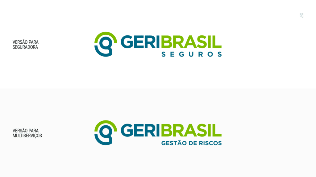 Versões de logo para seguradora e multiserviços Geri Brasil